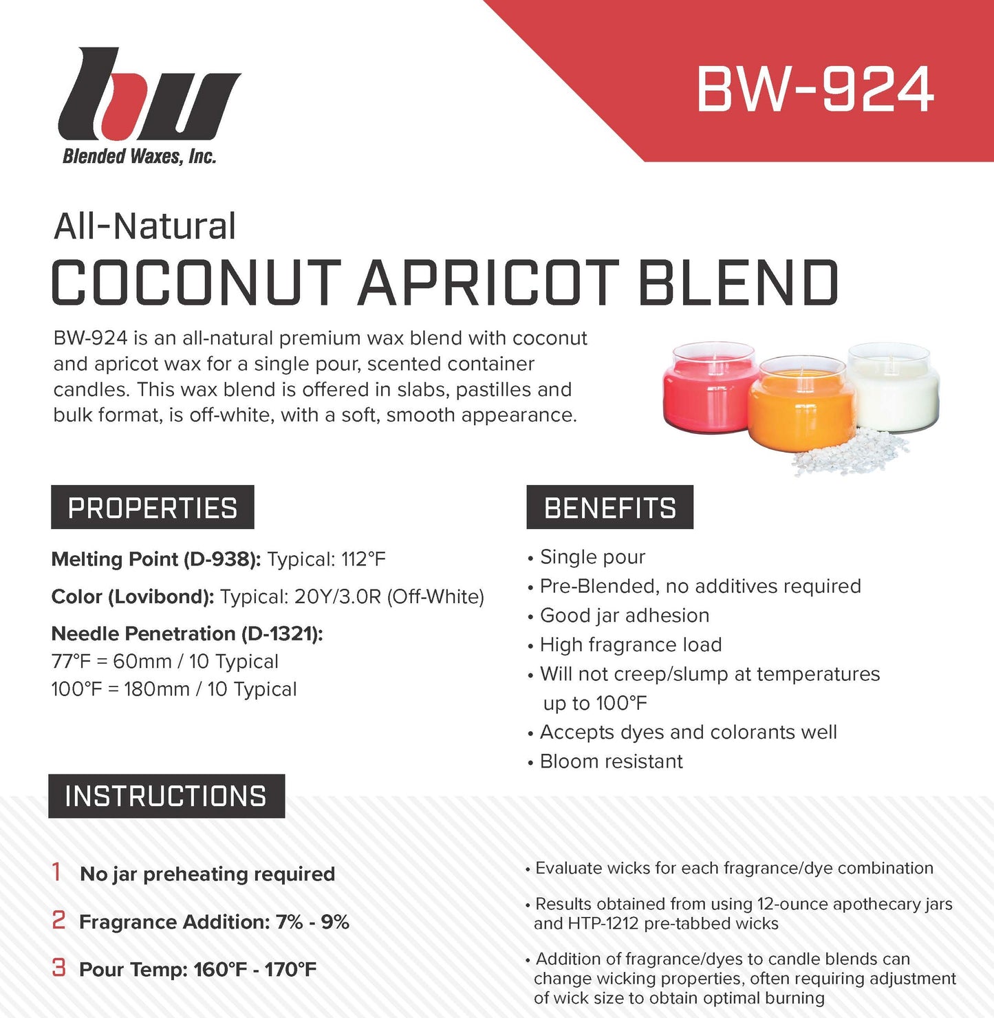 BW 924 Natural Container Blend - Coconut - Apricot - Container Candle Wax